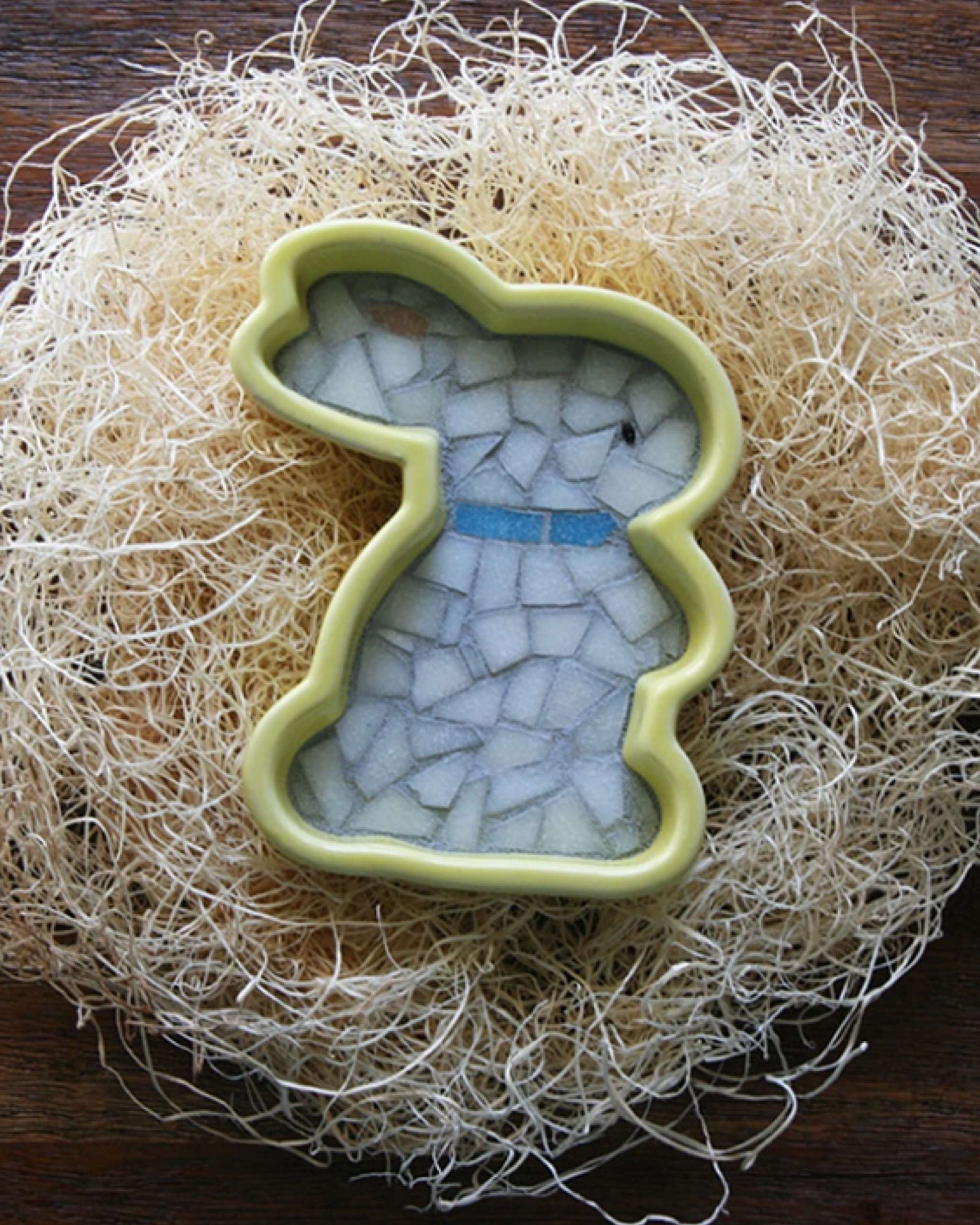 Sharing this sweet mosaic bunny-shaped ramekin. 🐰 This dish is made of ceramic and is covered in hand-cut mosaic glass tile in white, light pink, black, and blue. 🐰 The mosaic is finished off with light gray grout. Other colors and shapes of ramekins are available. 🐰 For mosaic tips, tutorials, inspiration, and so much more please visit my YouTube channel: YouTube.com/julieweilbacher. Follow @julieweilbacher on Instagram for all things mosaic art. ramekin - bunny ramekin - mosaic - bunny dish - Easter table scape - spring decor - rabbit decor - Easter coffee table decor - Easter decor - mosaic dish - spring candy dish - yellow ramekin

#LTKhome #LTKfindsunder50 #LTKSeasonal