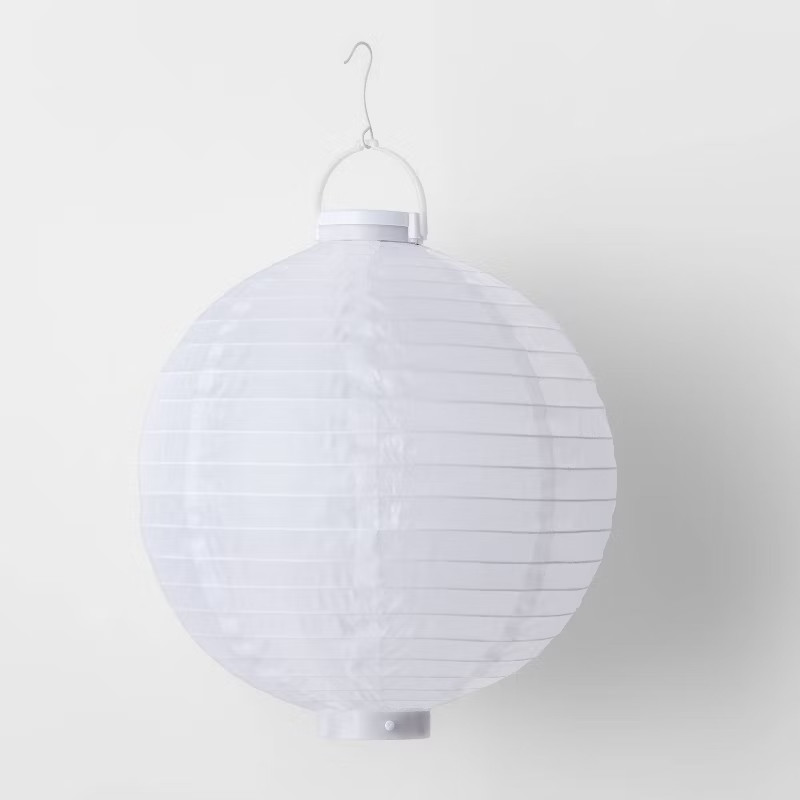 LED Nylon Lantern with Timer Sphere - White - Sun Squad™ | Target