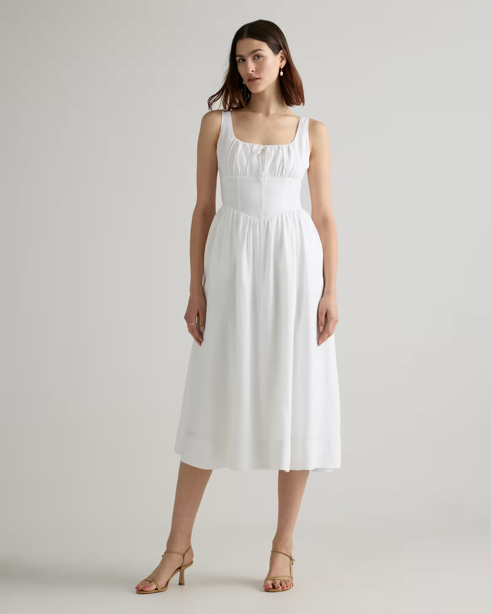 100% European Linen Corset Midi Dress | Quince