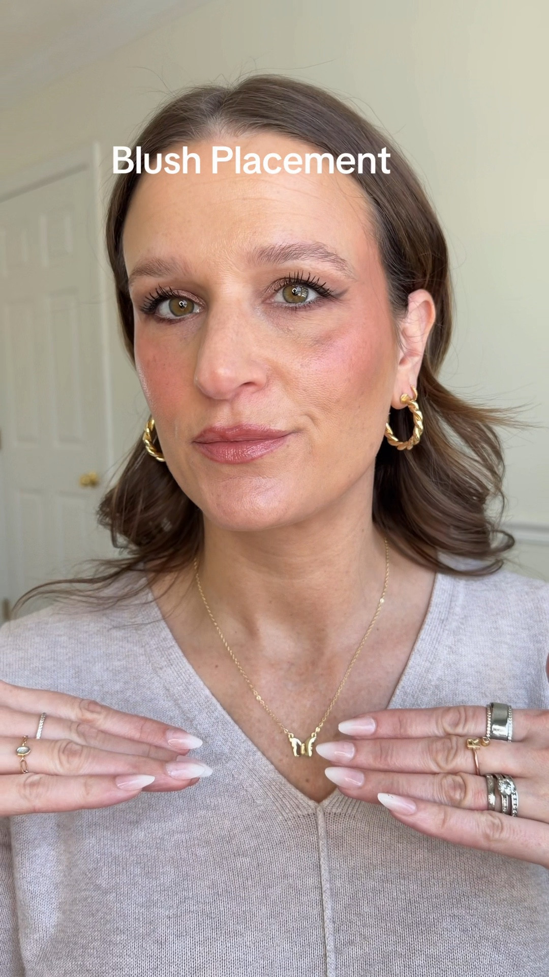 Blush placement. I used Rhode Pocket Blush in Sleepy Girl.

#LTKOver40 #LTKBeauty