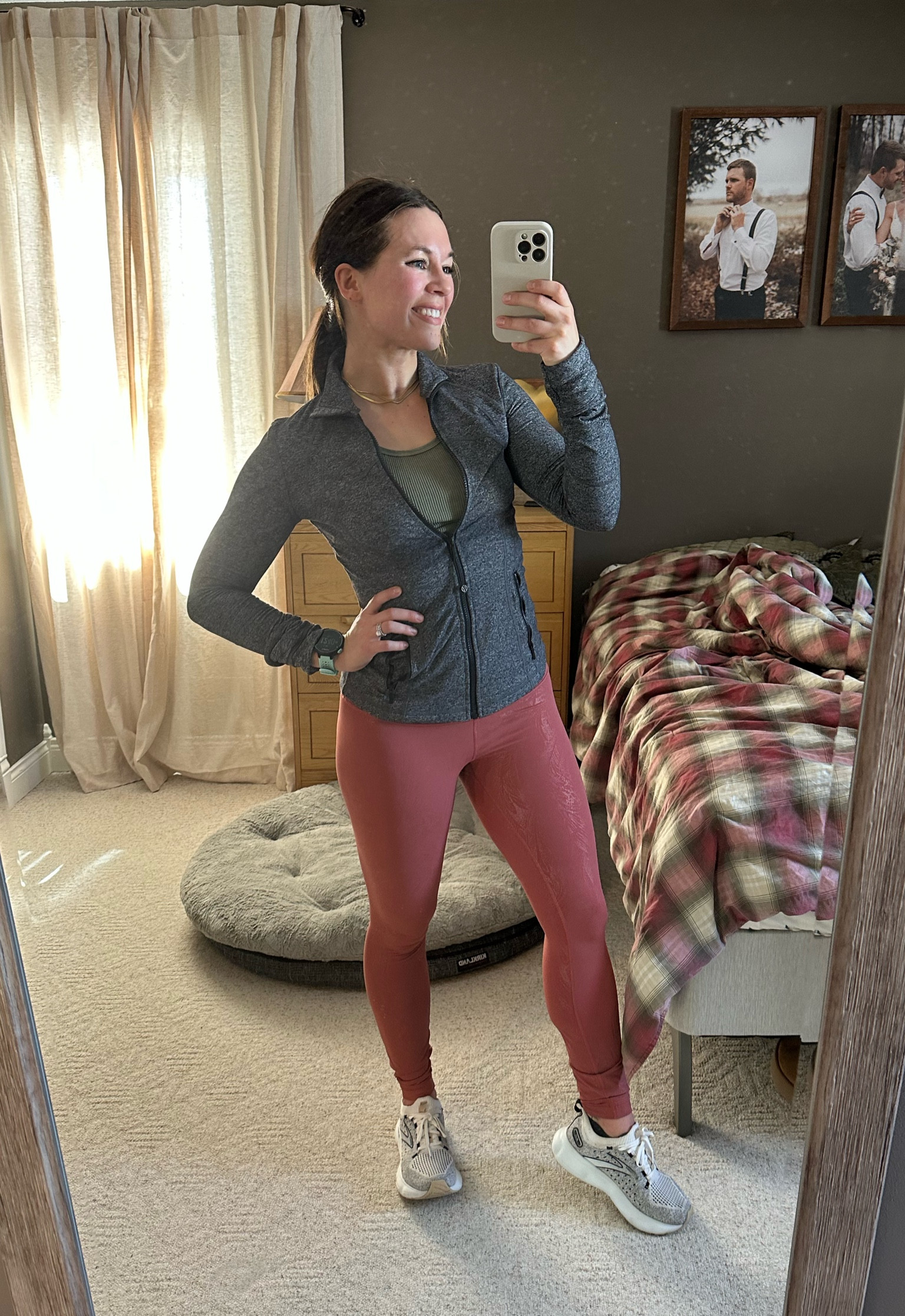 Workout attire that makes you happy, will make the workout feel that much better! 

Lululemon / define jacket / size 6
Lululemon / leggings / size 4
Free people / tank / M/L- could probably do a XS/S 

Brooks / Glycerine / size 7 - top performing running shoes on the market. So much support!

#LTKfit #LTKstyletip #LTKshoecrush