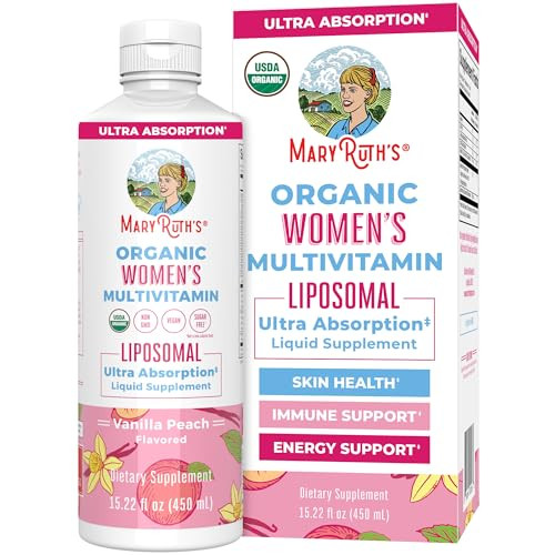 MaryRuth Organics USDA Organic Multivitamin for Women, Sugar Free Womens Multivitamin, Liquid Vitamins for Women, Immune Support Supplement, Ashwagandha, Methylfolate, Vegan, Non-GMO, 15.22 Fl Oz | Amazon (US)