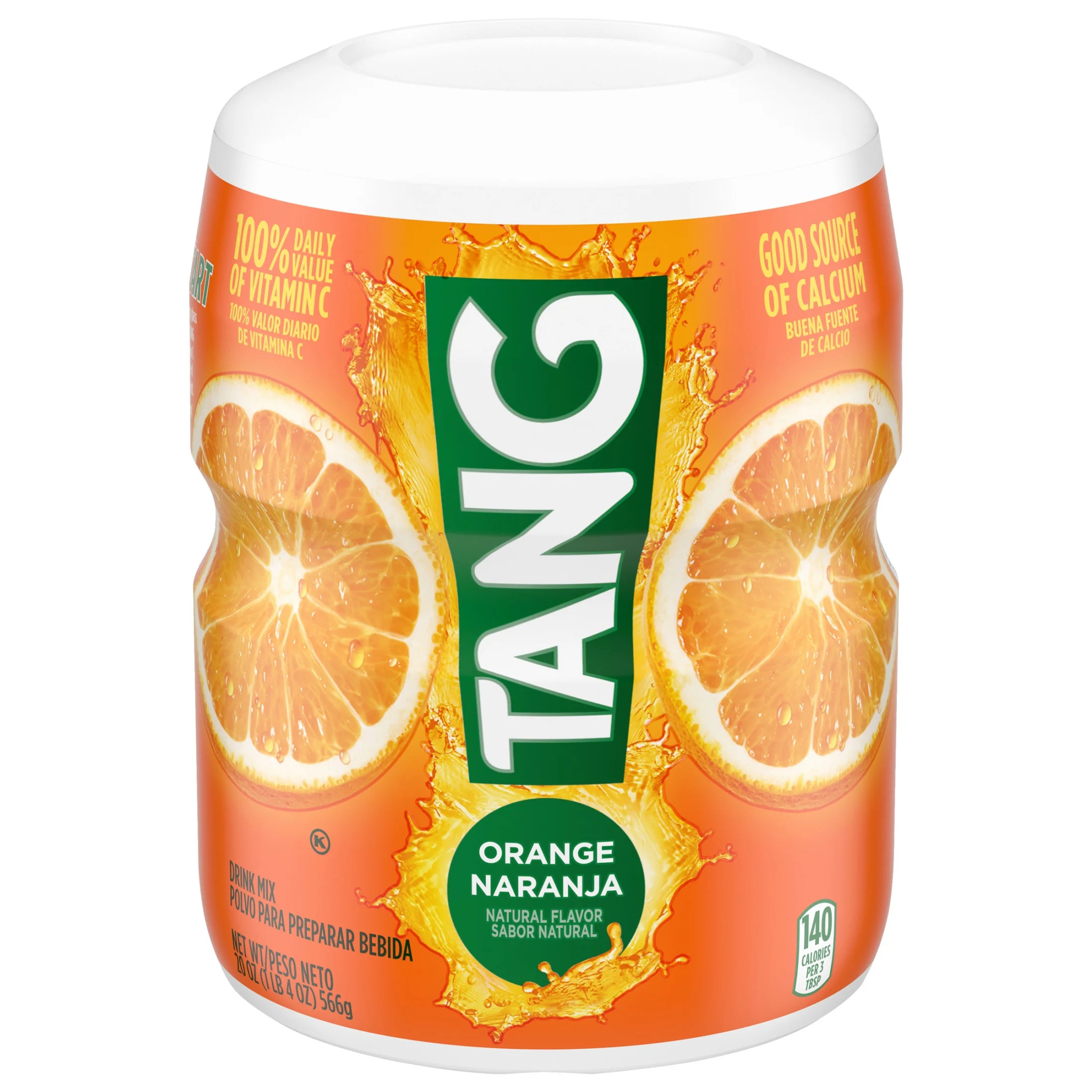 Tang Drink Powder, Orange, Vitamin C, Caffeine Free, 20 oz Jar | Walmart (US)