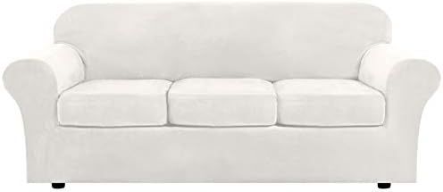 H.VERSAILTEX Modern Velvet Plush 4 Piece High Stretch Sofa Slipcover Strap Sofa Cover Furniture P... | Amazon (US)