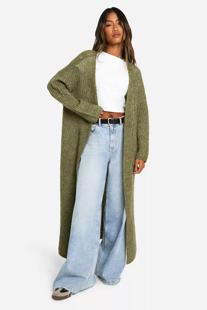 Soft Rib Knit Edge To Esge Maxi Cardigan | Boohoo.com (UK & IE)