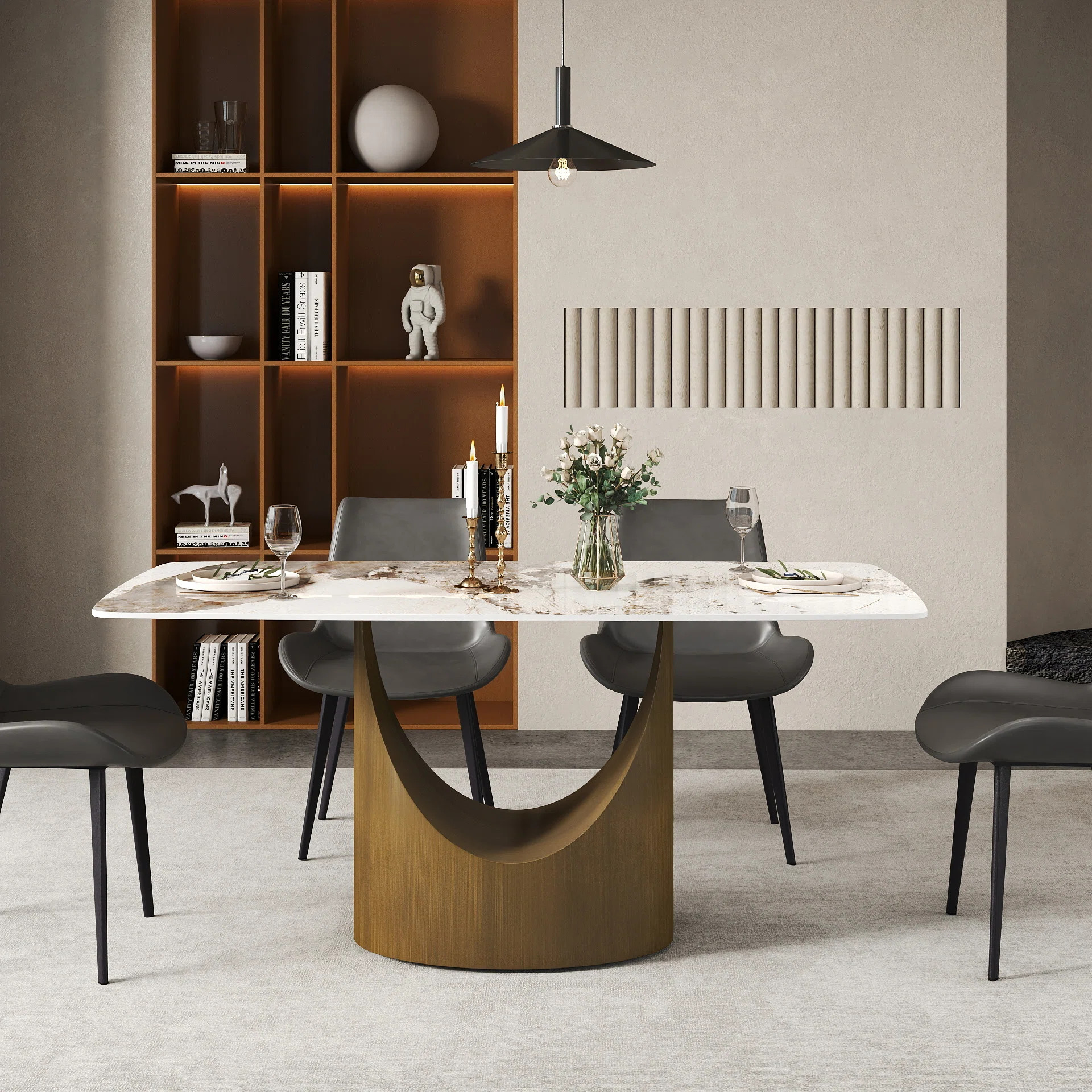 Aliyas 63" & 70.87" Stone Pedestal Dining Table | Wayfair North America