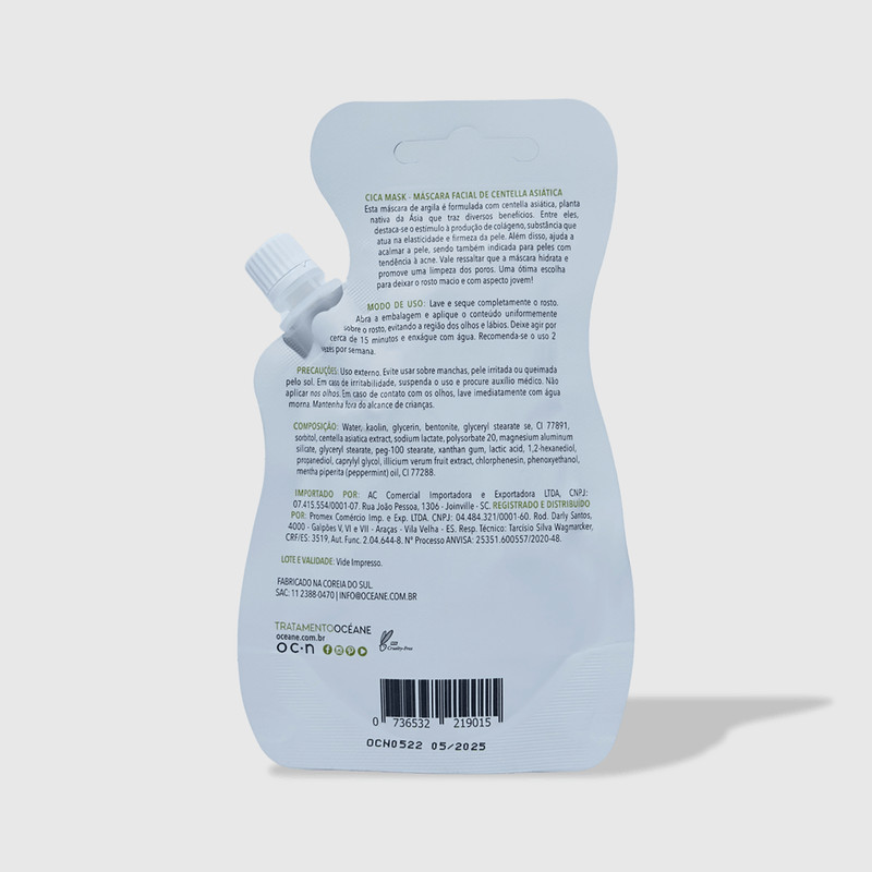 Máscara Facial de Argila com Centella Asiática - Maquiagens e cosméticos Océane: Pincéis, pa... | Oceane (BR)