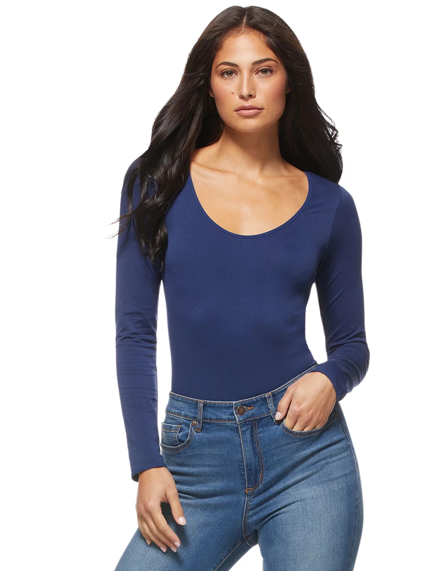 Sofia Jeans by Sofia Vergara Women’s Scoop Neck Thong Back Bodysuit - Walmart.com | Walmart (US)