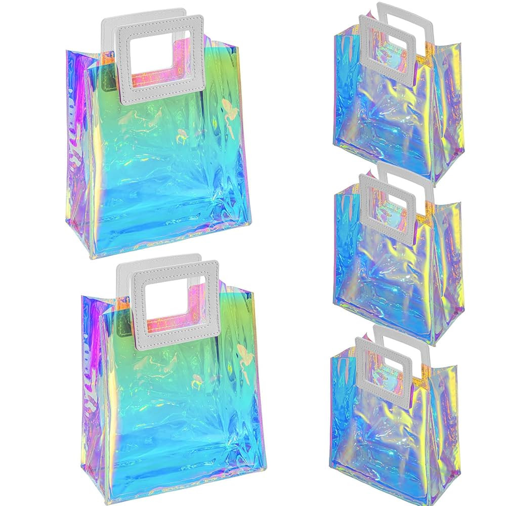 Holographic Small Gift Bags 5 Pack 7.9 * 7.1 * 3.9 Inch with Handles for Women, Girls, Birthday, ... | Amazon (US)