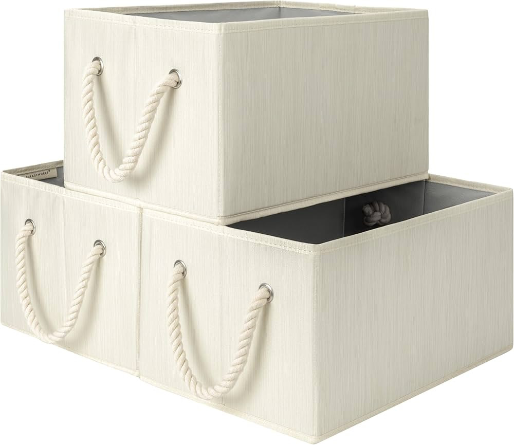 StorageWorks Storage Baskets for Shelves, Foldable Fabric Closet Storage Bins with Handles, Fabri... | Amazon (US)