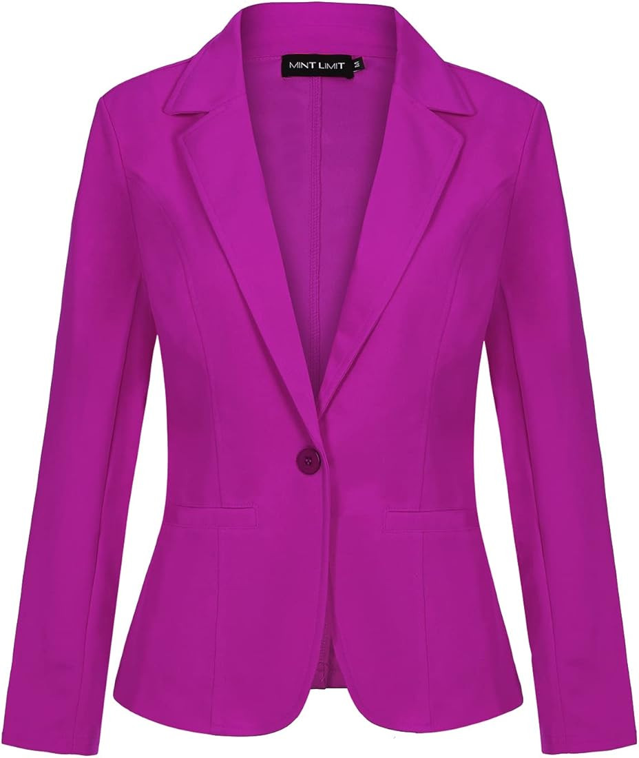 MINTLIMIT Blazers for Women Casual Long Sleeve Button Front Blazer Work Office Blazers Jacket with P | Amazon (US)