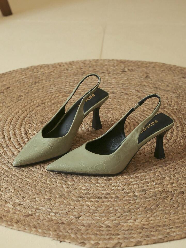 High-Heeled Women's Shoes, Pointed Toe, Thin Heels, Low Vamp, Stone Pattern, Hollow Out, Ankle St... | SHEIN