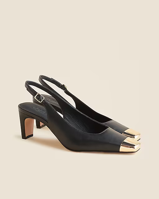 Cap toe slingback pumps in leather | J. Crew US