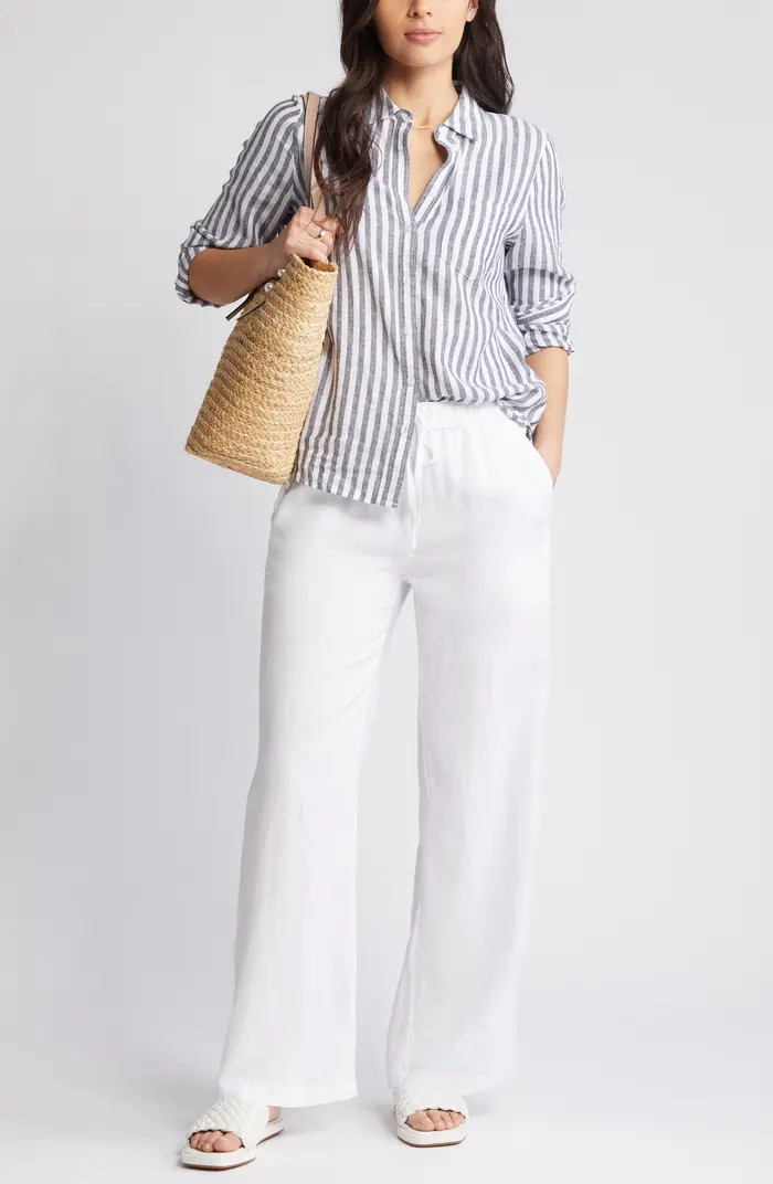 Linen Blend Button-Up Shirt | Nordstrom