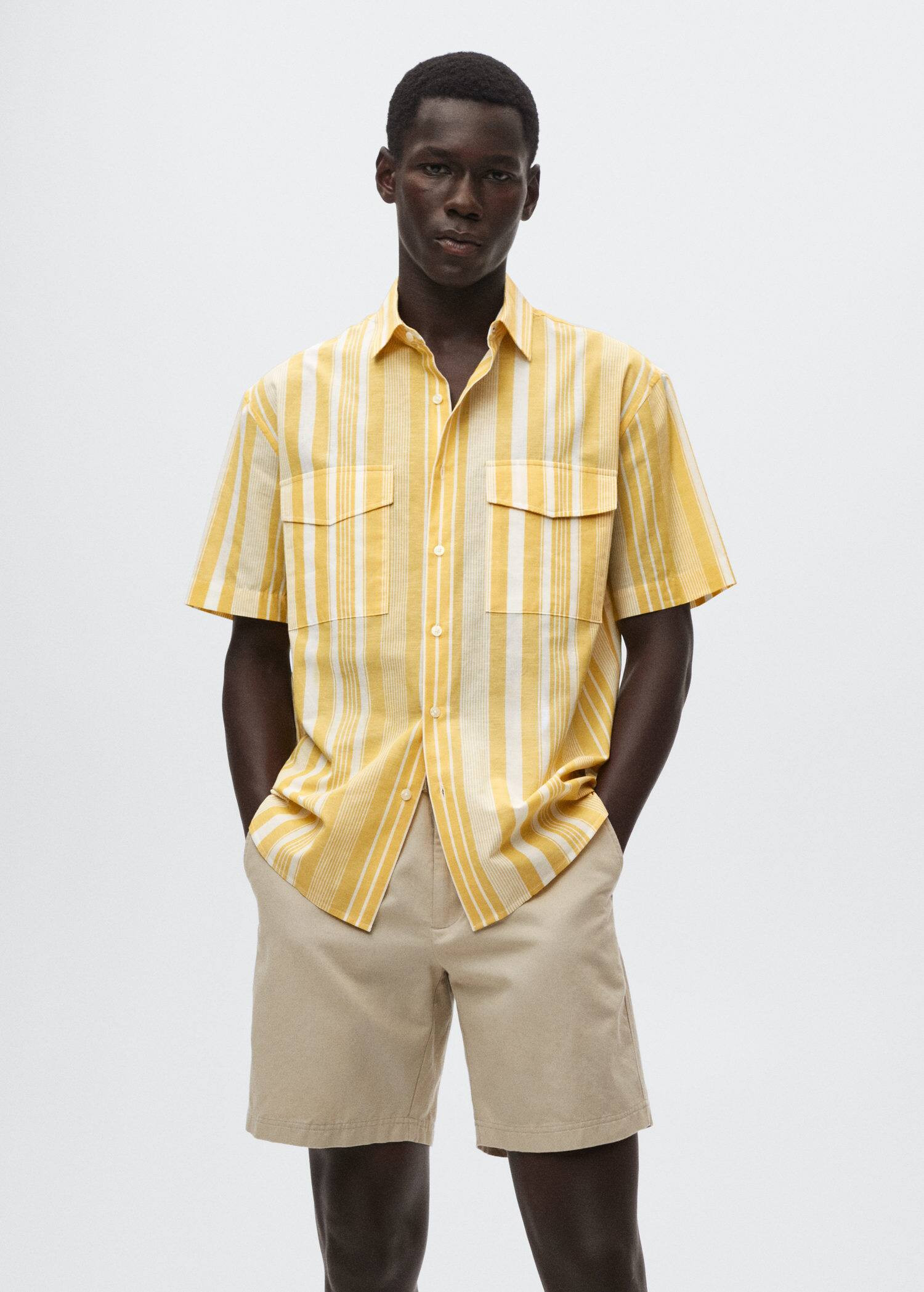 Striped cotton linen shirt | MANGO (US)