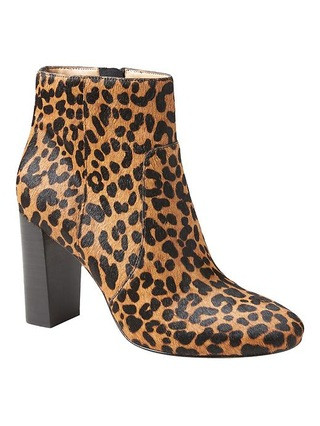 Banana Republic Womens Printed Haircalf Block Heel Bootie Cheetah Print Haircalf Leather Size 10 | Banana Republic US