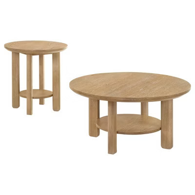 Coaster,Ottowa 2-piece Round Wood Coffee Table Set Light Oak | Target