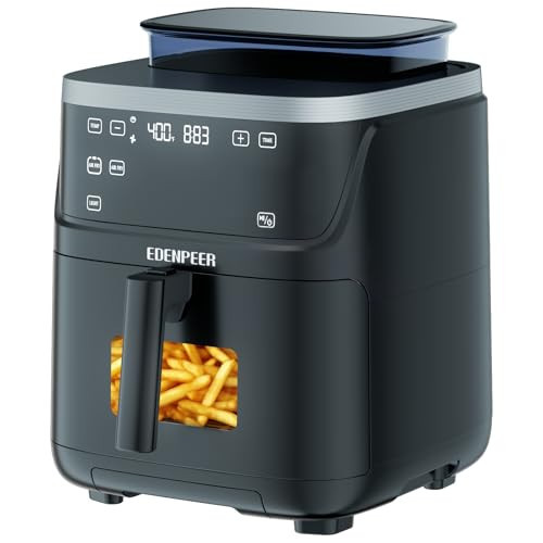 EDENPEER 12-IN-1 Large Air Fryer, Non Toxic Steam Air Fryers with Superior Airflow, Self-Cleaning Smart Digital Air Fryer, Air Fry, Roast, Reheat, Dehydrate, Air Crisp Technology with 420F, 7.5 QT | Amazon (US)