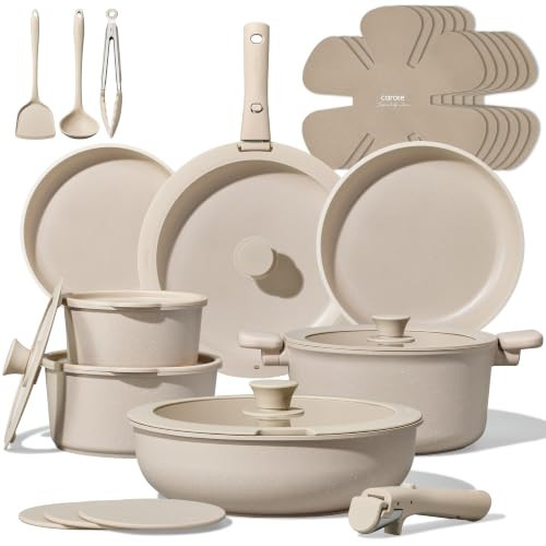 CAROTE 27pcs Pots and Pans Set Non Stick, Detachable Handle Cookware Sets | Amazon (US)