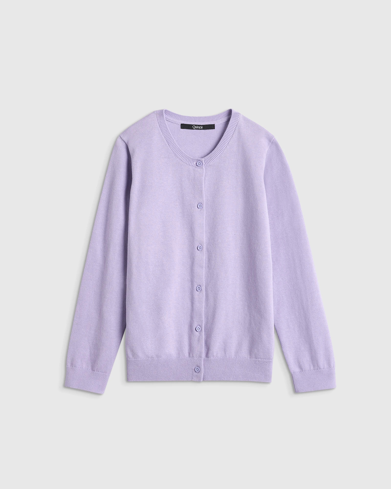 Quince | Crewneck Cardigan Sweater in Egret, Size 6, Organic Cotton | Quince