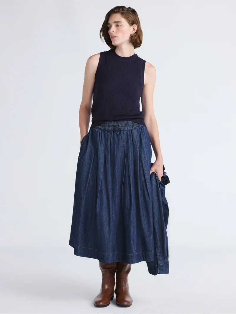 Free Assembly Women's Cozy Yarn Cable Sweater Shell, Sizes XS-XXL | Walmart (US)