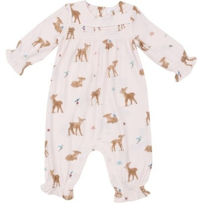 Angel Dear | Soft Deer Smocked Romper, (Pink, Size 18-24M) | Maisonette | Maisonette