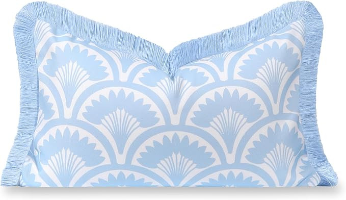 Hofdeco Premium Coastal Grandmillennial Patio Indoor Outdoor Lumbar Pillow Cover Only, 12"x20" Wa... | Amazon (US)