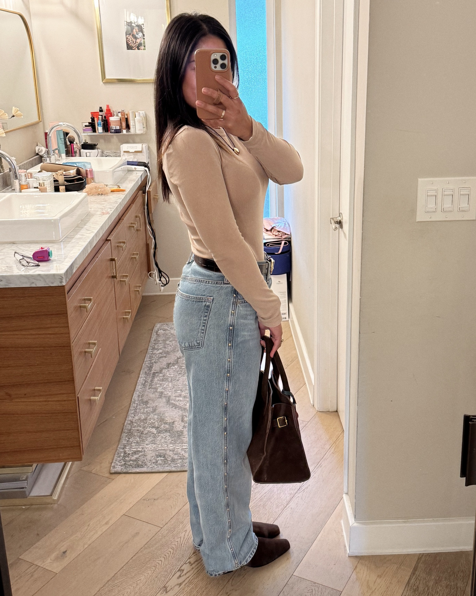 Todays outfit! Sunday best! Really loving these baggy studded jeans! They’re so good! Wearing a size 4, but could’ve done a 2, I would still say runs TTS. My belt and booties are both on sale! These booties are the perfect chocolate brown color for fall and run TTS! 


#LTKFindsUnder100 #LTKSaleAlert #LTKShoeCrush