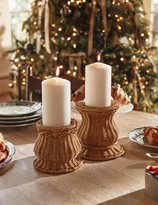 Wilburn Rattan Pillar Holder, Ginger, Large | Lulu and Georgia 