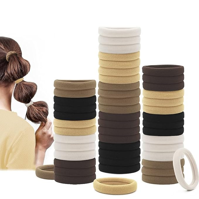 Dreamlover Hair Ties, Seamless Ponytail Holders No Damage, Neutral Color, 50 Pack | Amazon (US)