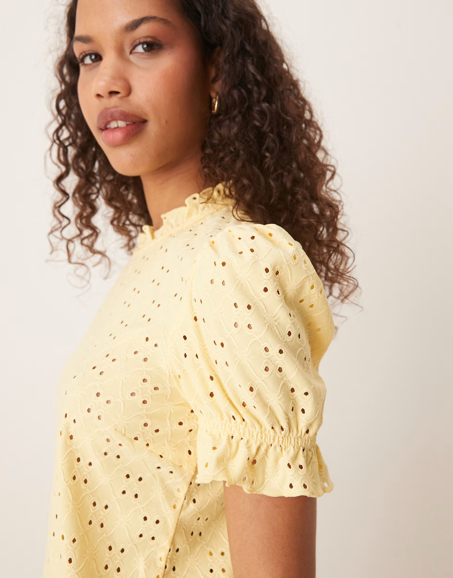Vila broderie jersey t-shirt in yellow | ASOS | ASOS (Global)