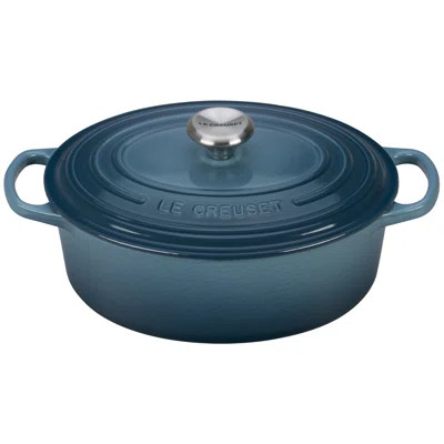 Le Creuset Cast Iron Oval Dutch Oven Le Creuset Color: Marine/Silver, Capacity: 1 qt. | Wayfair North America