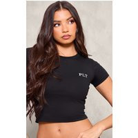 Black Short Sleeve Fitted T-shirt | PrettyLittleThing US