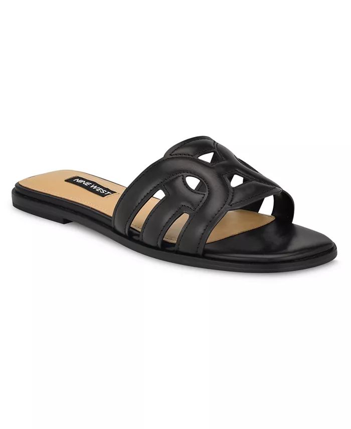 Nine West Women's Geena Round Toe Flat Slip-On Sandals - Macy's | Macy's