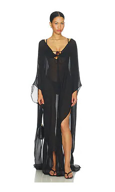 SKIMS Sheer Long Kaftan in Obsidian from Revolve.com | Revolve Clothing (Global)
