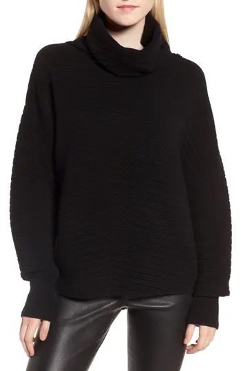 Women's Nordstrom Signature Scrunch Neck Ottoman Knit Cashmere Sweater, Size X-Small - Black | Nordstrom