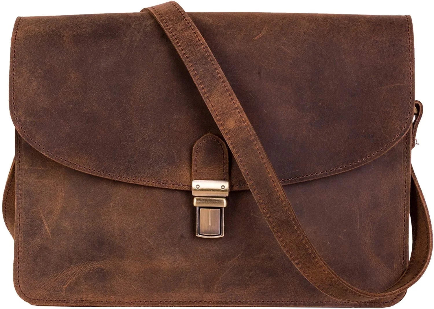 Komal's Passion Leather 10" Women's Leather Purse Satchel Handbag Tote Bag (Distressed Tan) | Walmart (US)