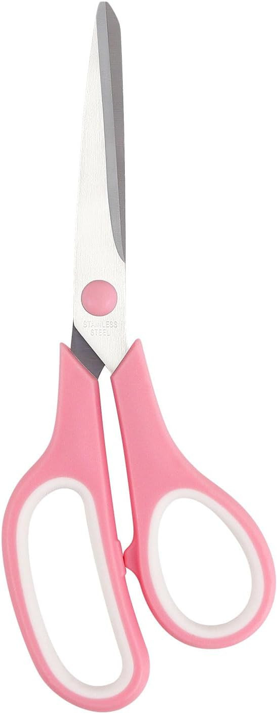 Multipurpose Stainless Steel Scissors 6.7" Pink Sharp Shears Comfort-Grip Scissors for Fabric Cra... | Amazon (US)