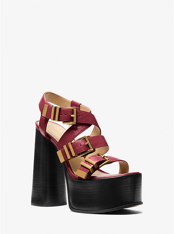 Darrington Crackled Leather Platform Sandal | Michael Kors US