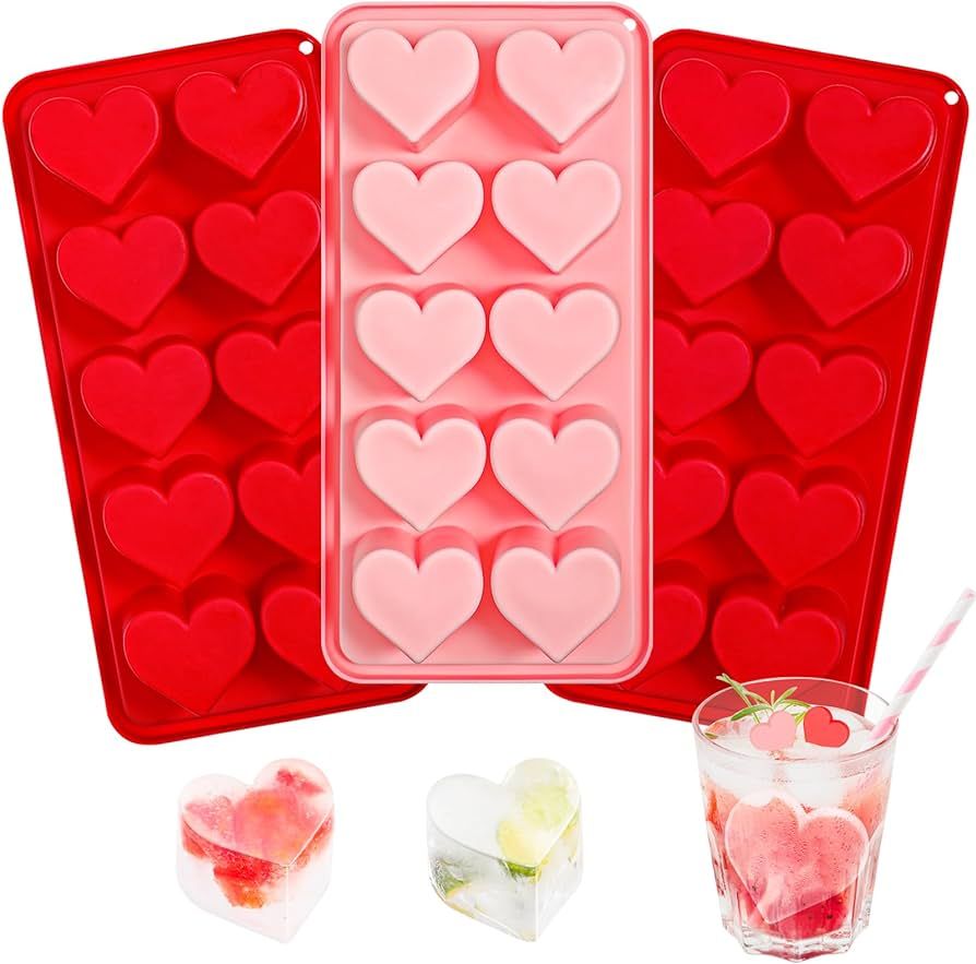 Webake Heart Ice Cube Molds, 10-Cavity Heart Shaped Silicone Molds for Chocolate, Ice Cubes, Cand... | Amazon (US)
