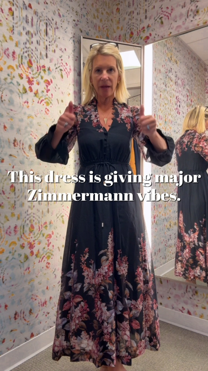This dress instantly reminded me of Zimmermann with its beautiful button details, rickrack trim, and timeless silhouette. I’m wearing a size 0, but I’d recommend sizing up to a 2 for the best fit.

#LTKootd #LTKSaleAlert