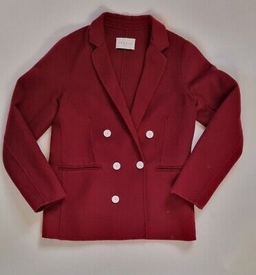 Sandro Paris  Burgundy Red Wool Blend Double Bresteaded Jacket Size 40 UK M  | eBay | eBay US