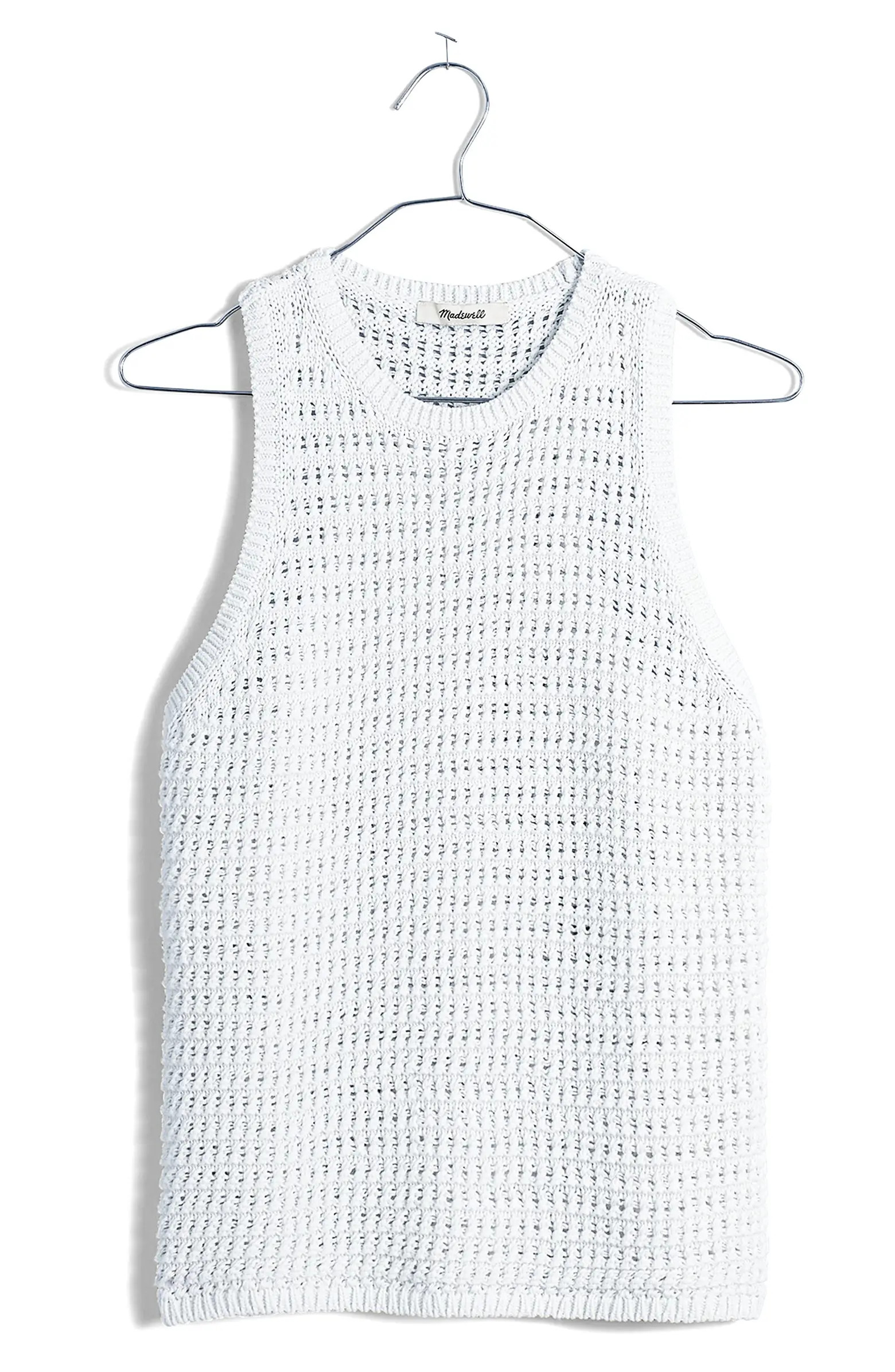 Open Stitch Crewneck Cotton Sweater Tank | Nordstrom
