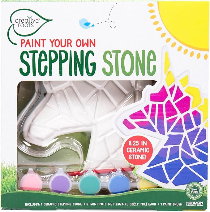Creative Roots Mosaic Unicorn Stepping Stone, Includes 7-Inch Ceramic Stone & 6 Vibrant Paints, D... | Amazon (US)