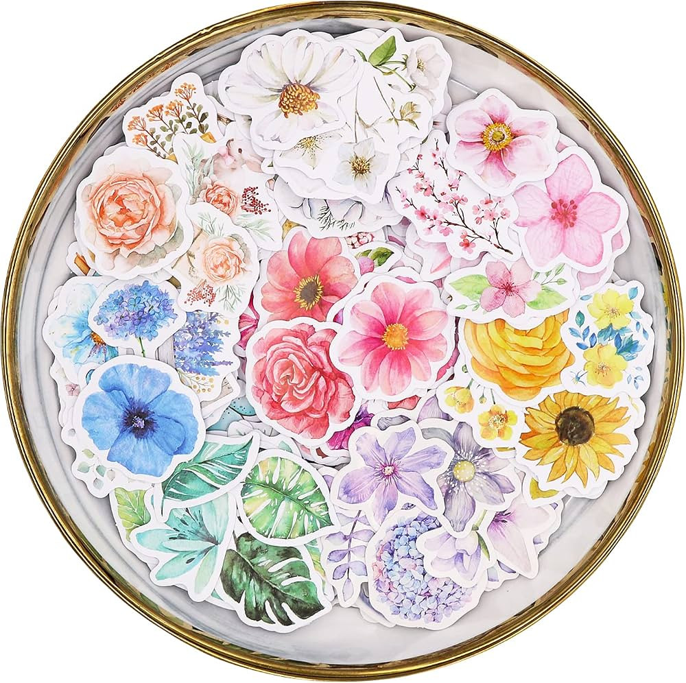 Knaid Flower Stickers Set (360 Pieces) Decorative Assorted Floral Sticker for Scrapbooking Planne... | Amazon (US)