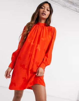 River Island gathered satin mini shift dress in red | ASOS | ASOS (Global)