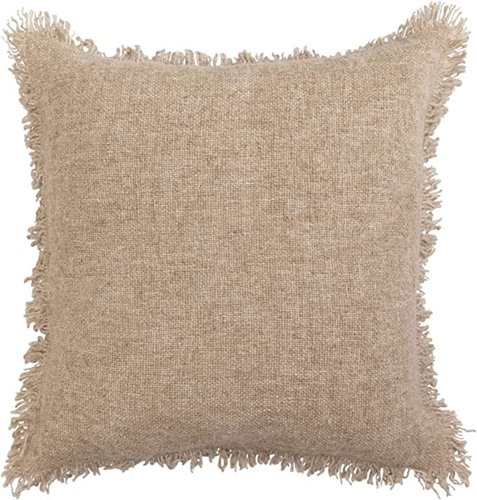 Creative Co-Op Melange Jute and Cotton Blend Pillow with Fringe, Natural | Amazon (US)
