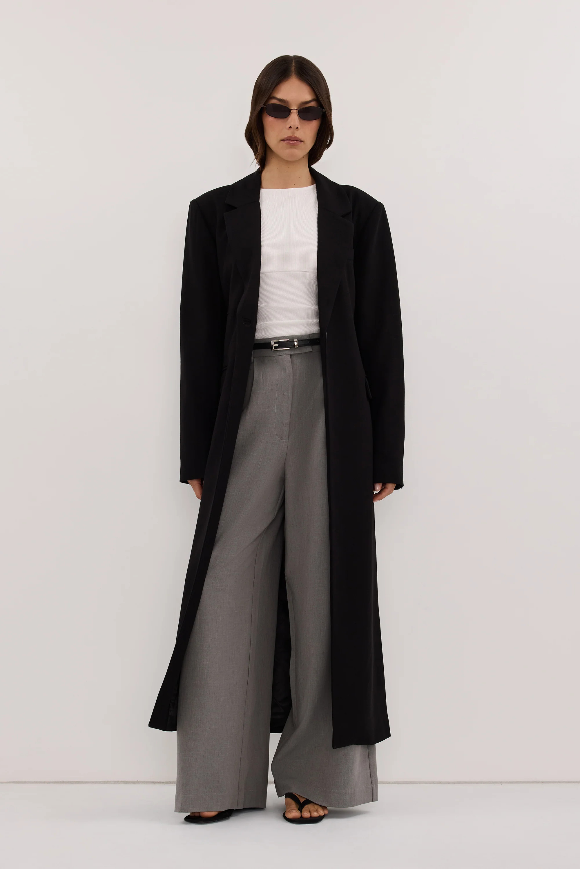 Vida Black Longline Blazer Coat | DISSH