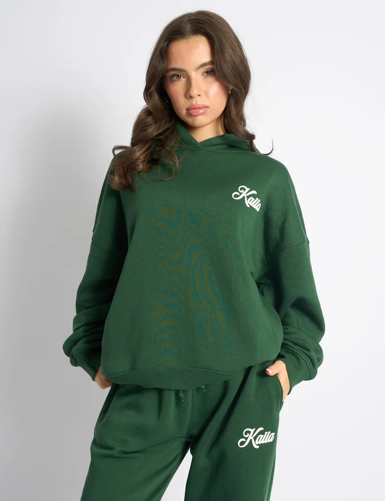 Kaiia Snowflake Logo Oversized Hoodie Forest Green | Public Desire