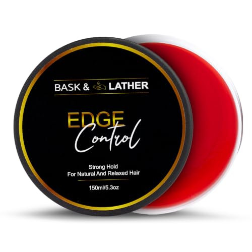 BASK & LATHER Strong Hold Edge Control Gel with Castor Oil, Non-Greasy, Non-Flaking, No White Cast, Long Lasting, Supports Hair Growth, Natural Formula, For All Hair Types, 5.3 Fl Oz | Amazon (US)